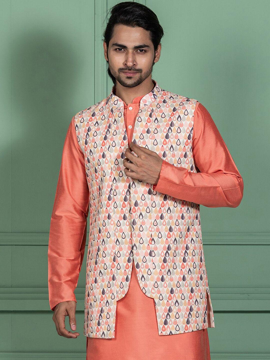 kisah men multicolored printed nehru jacket