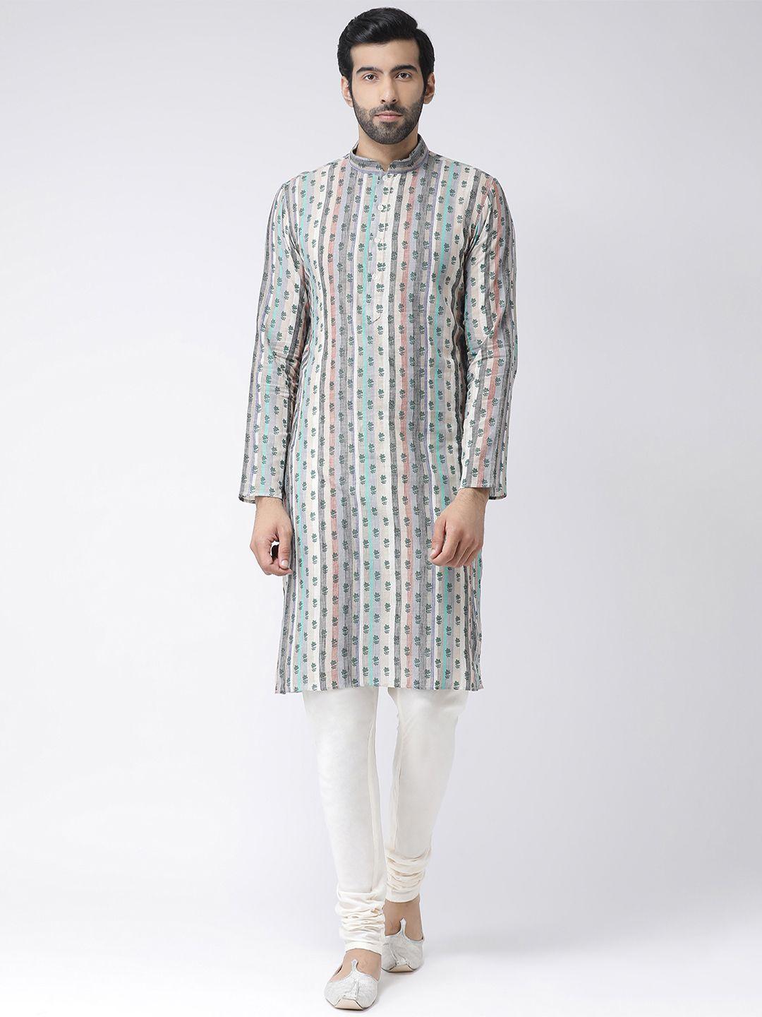 kisah men multicoloured printed straight kurta