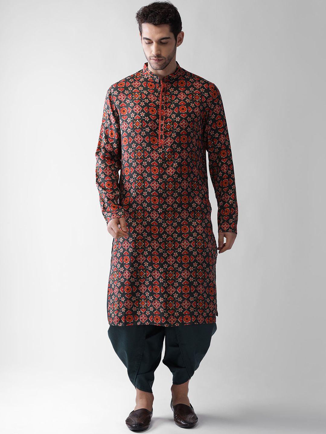 kisah men multicoloured quirky printed thread work kurta