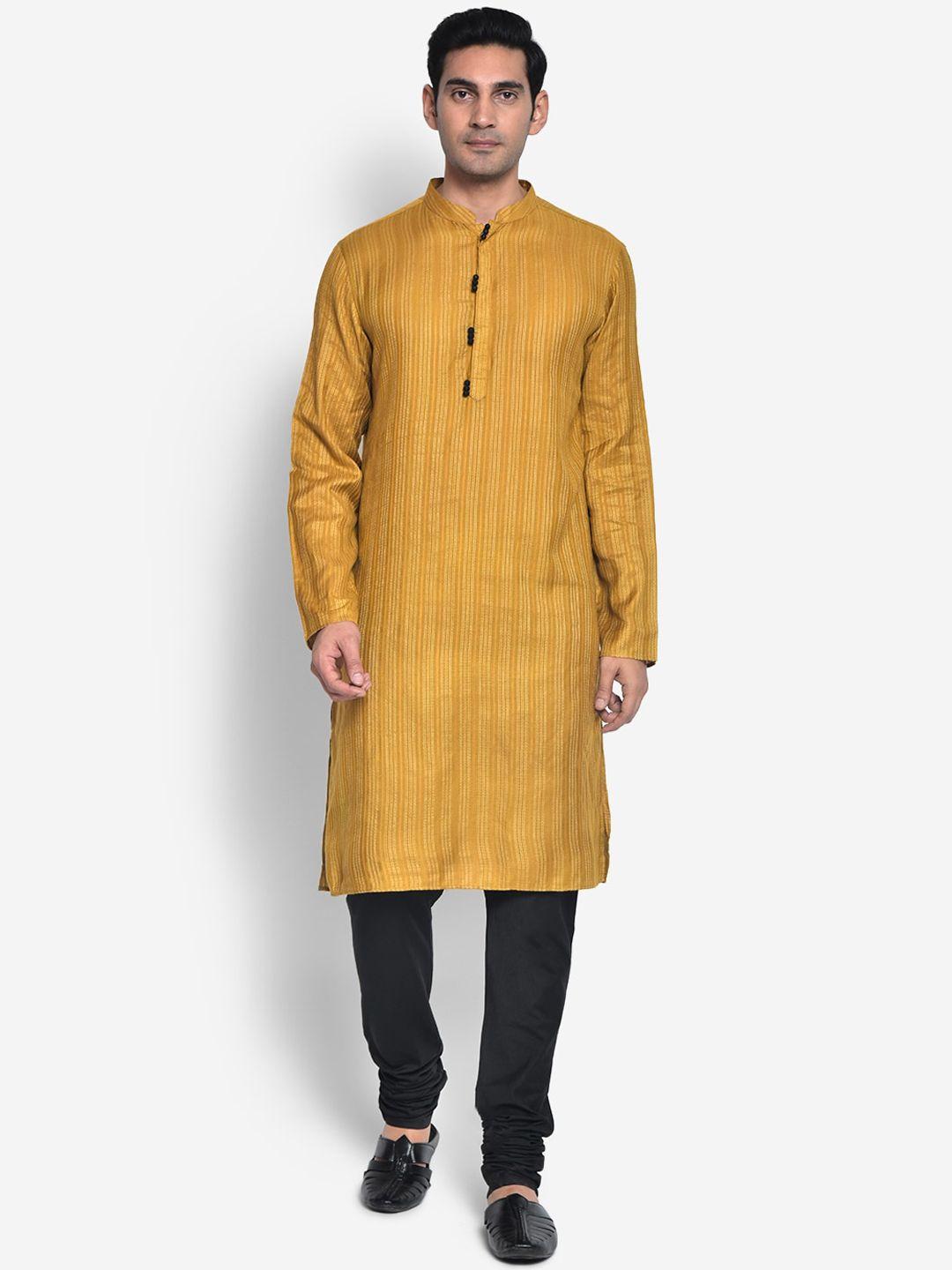 kisah men mustard yellow kurta with churidar