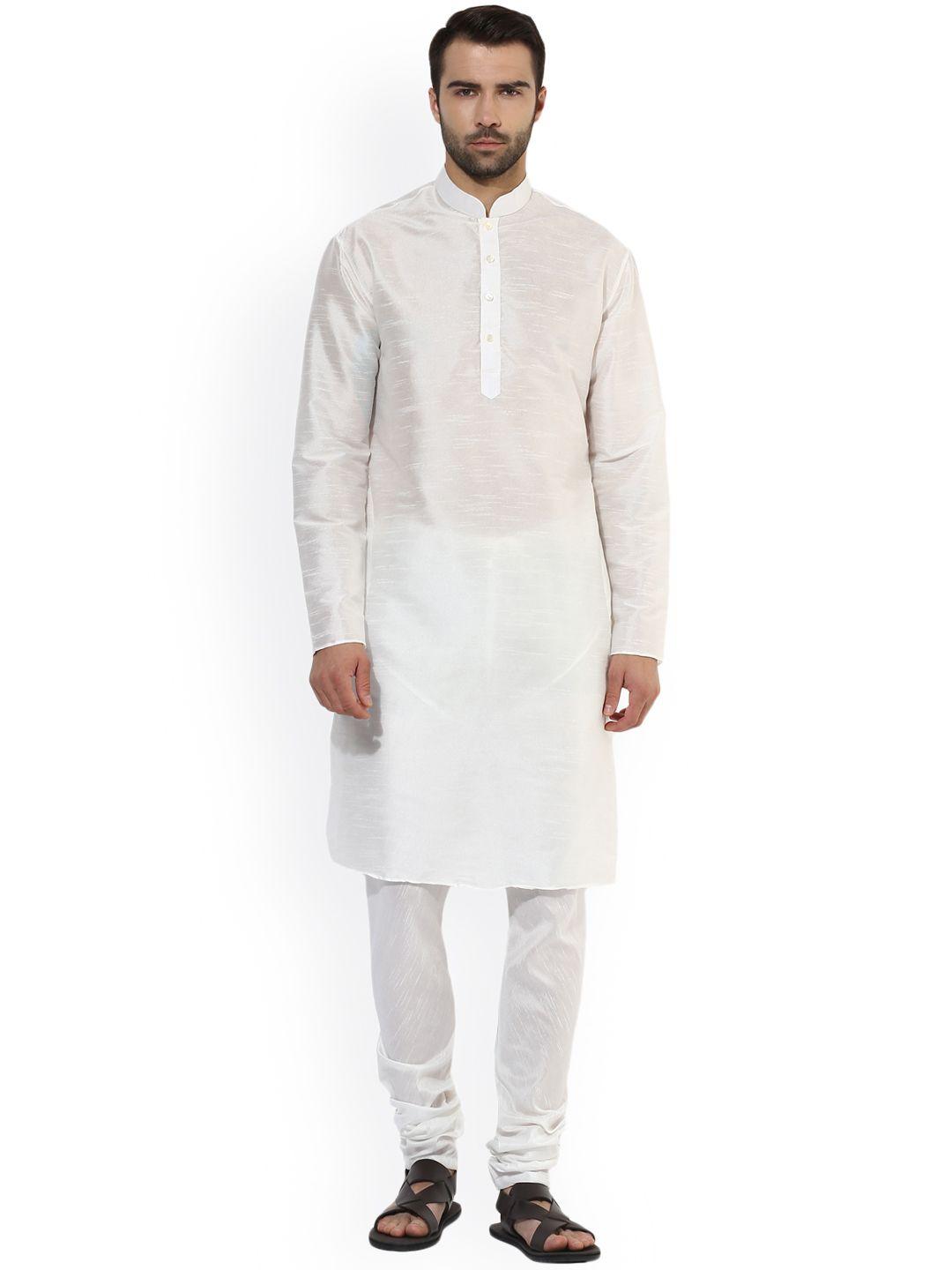 kisah men off-white solid a-line kurta