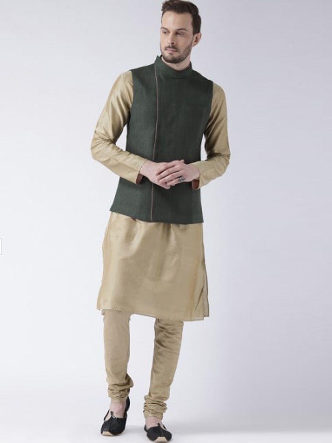 kisah men olive green kurta with churidar