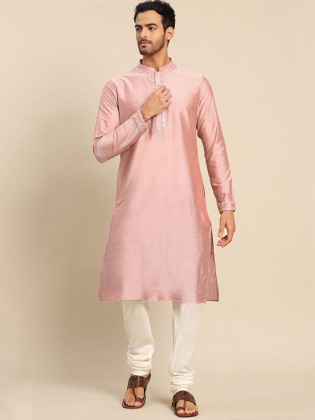 kisah men pink kurta with churidar