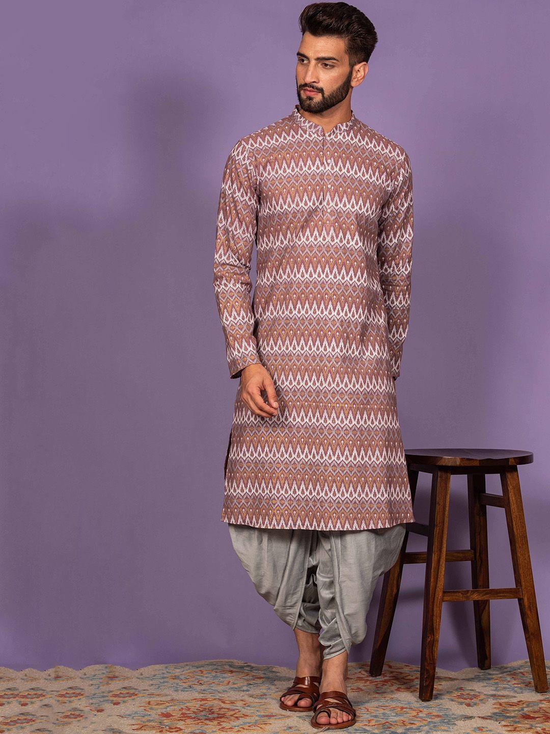 kisah men printed kurta with dhoti pants