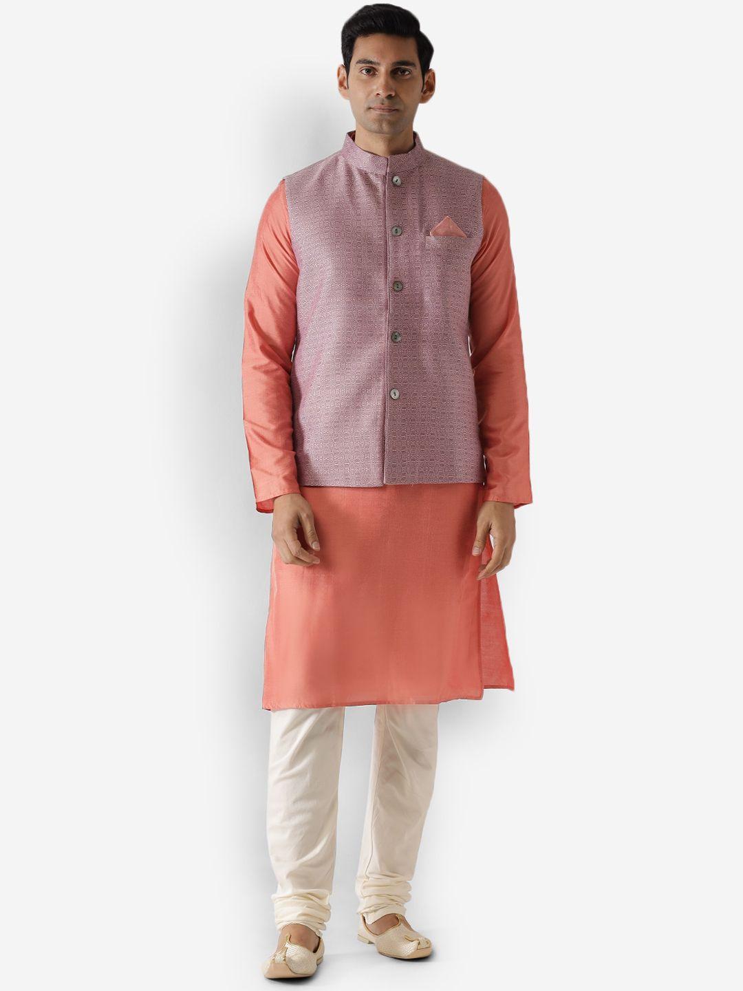 kisah men purple kurta churidar with jacket