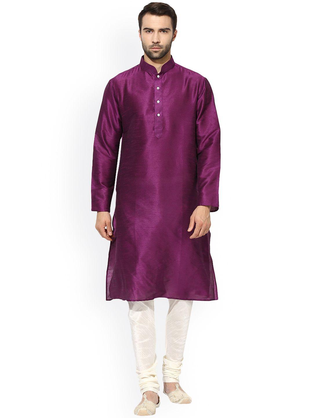 kisah men purple solid a-line kurta