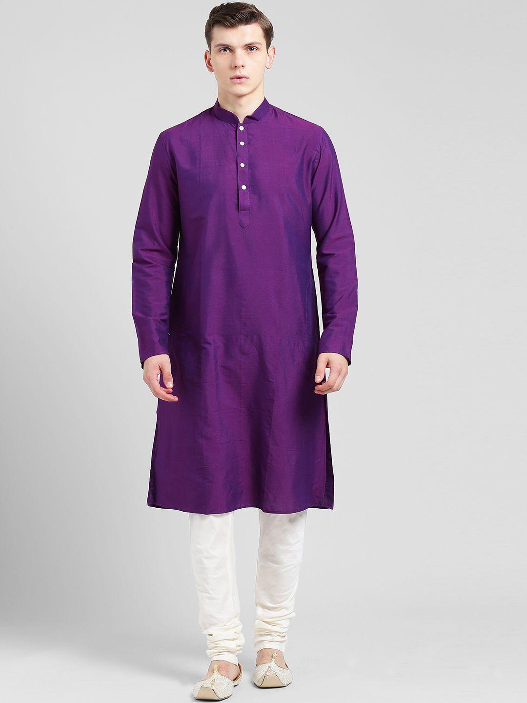 kisah men purple solid kurta with churidar