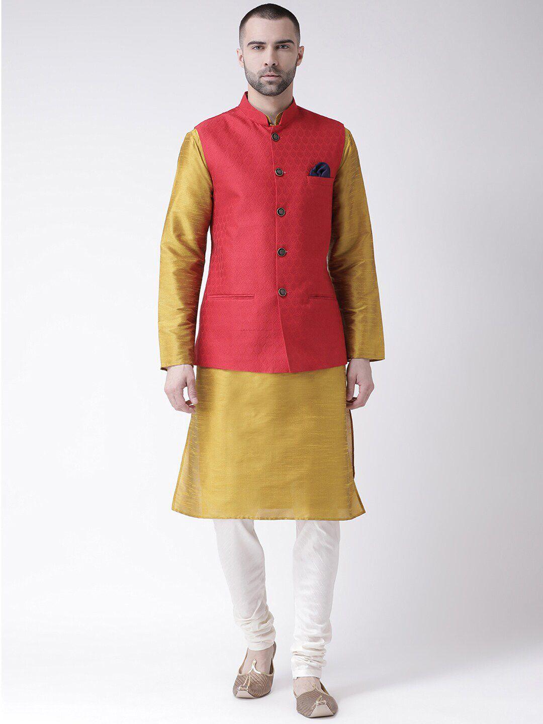 kisah men red kurta with churidar