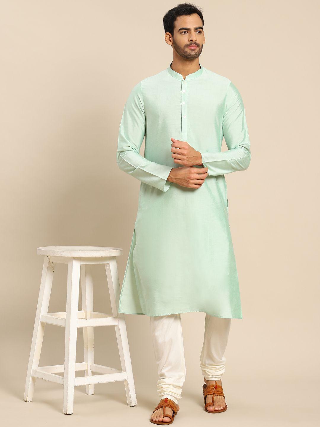 kisah men sea green kurta with churidar