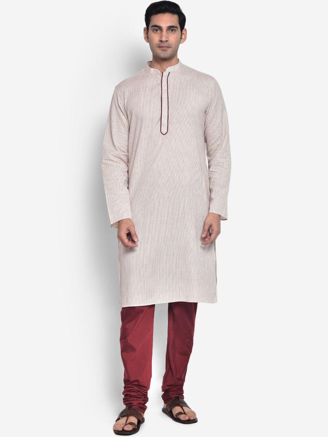 kisah men striped woven design kurta