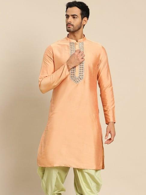 kisah orange cotton regular fit kurta