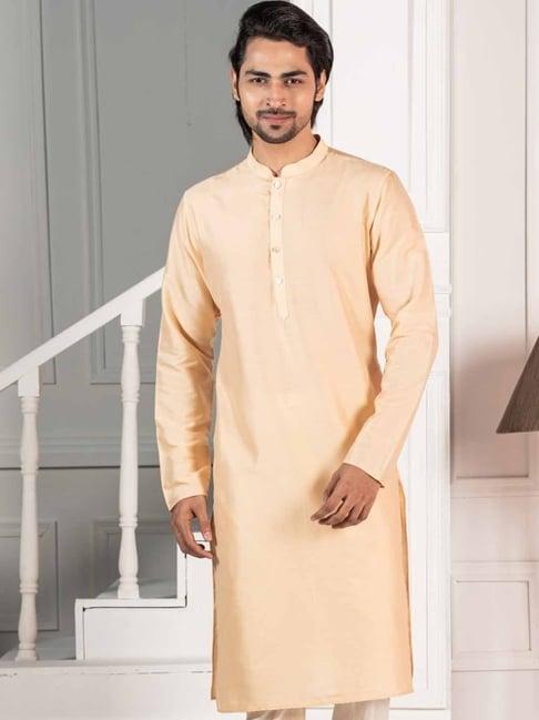 kisah peach cotton regular fit kurta