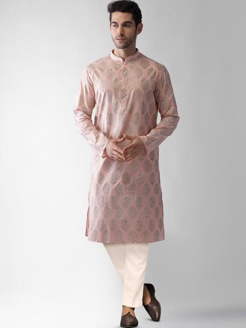 kisah peach regular fit printed kurta