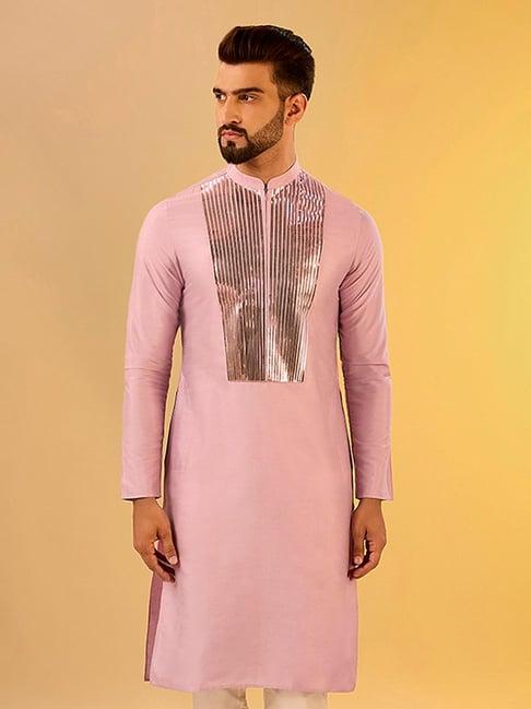 kisah pink regular fit embellished kurta