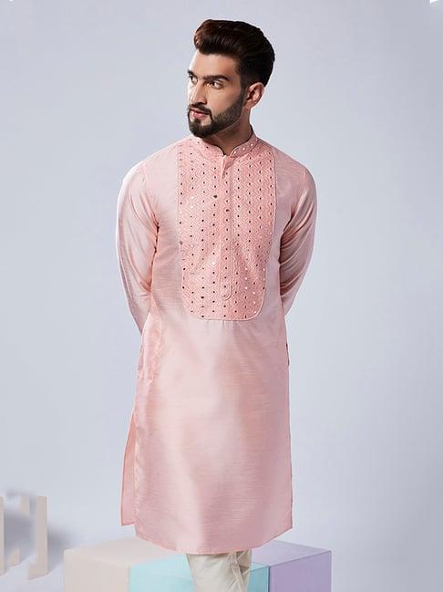 kisah pink regular fit embroidered kurta