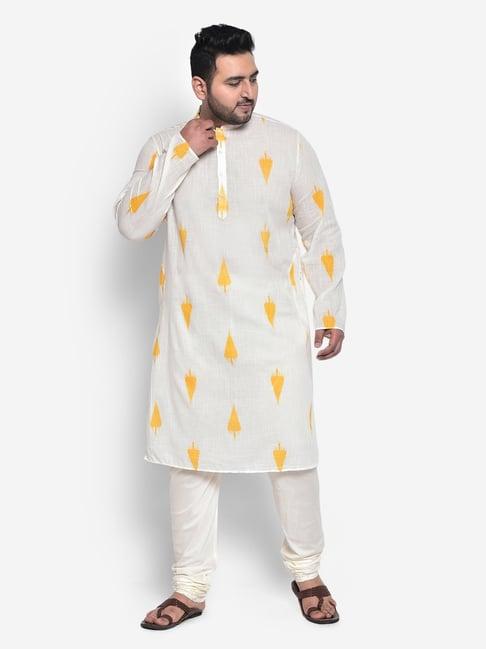 kisah plus beige regular fit printed kurta bottom set