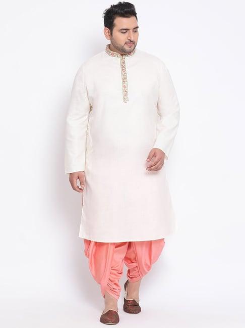 kisah plus white regular fit embroidered kurta bottom set