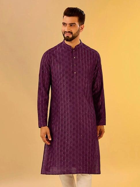 kisah purple regular fit embellished kurta