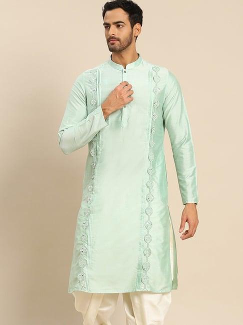 kisah sea green cotton regular fit kurta