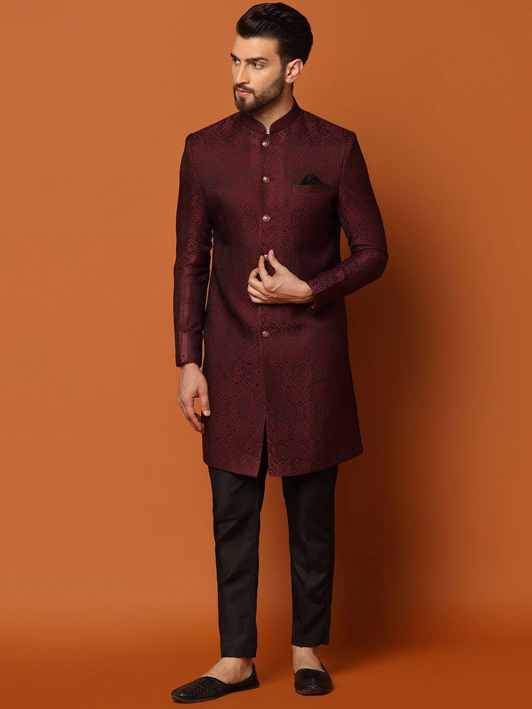 kisah self-design cotton sherwani set