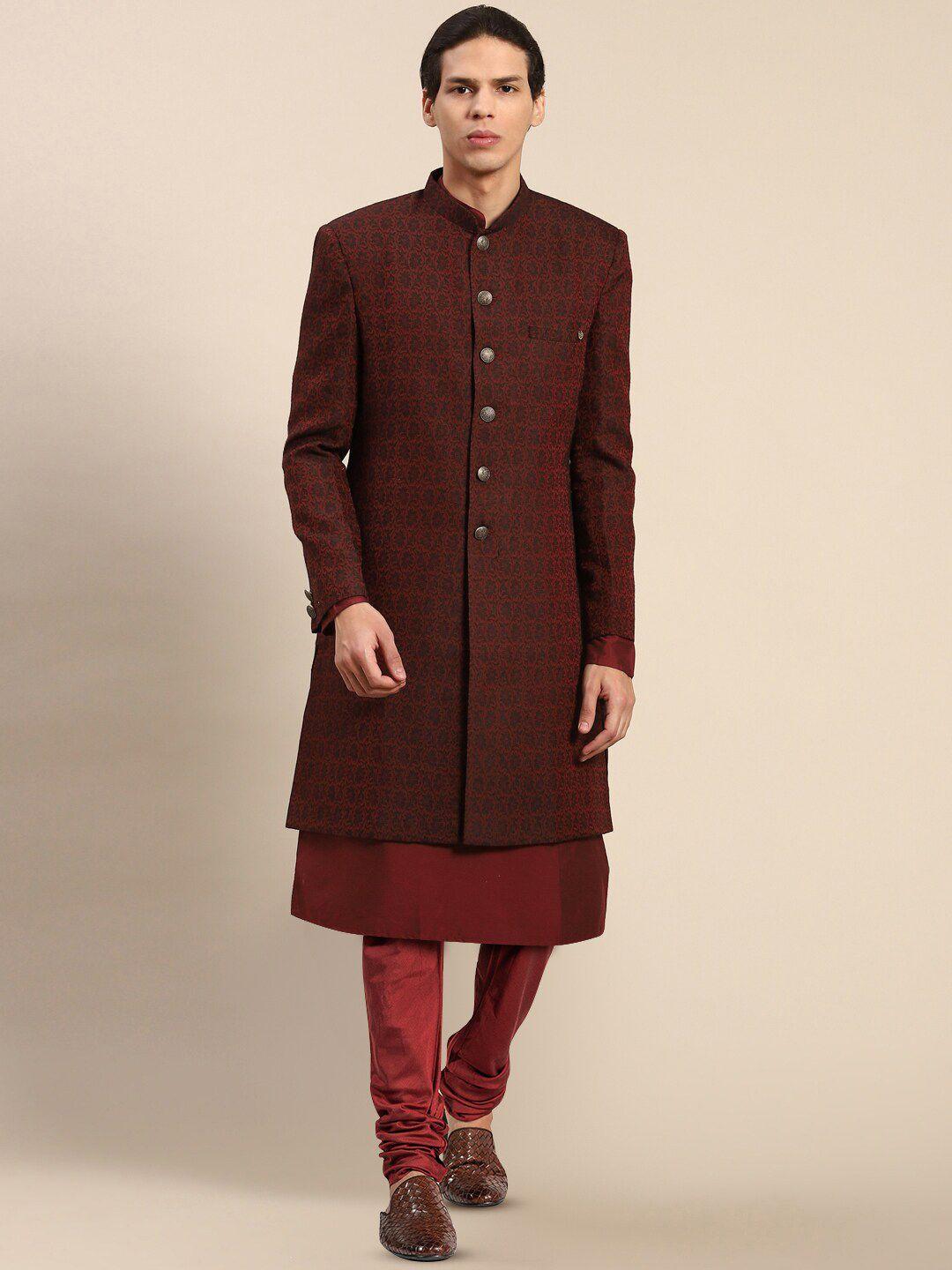 kisah self-design cotton sherwani set