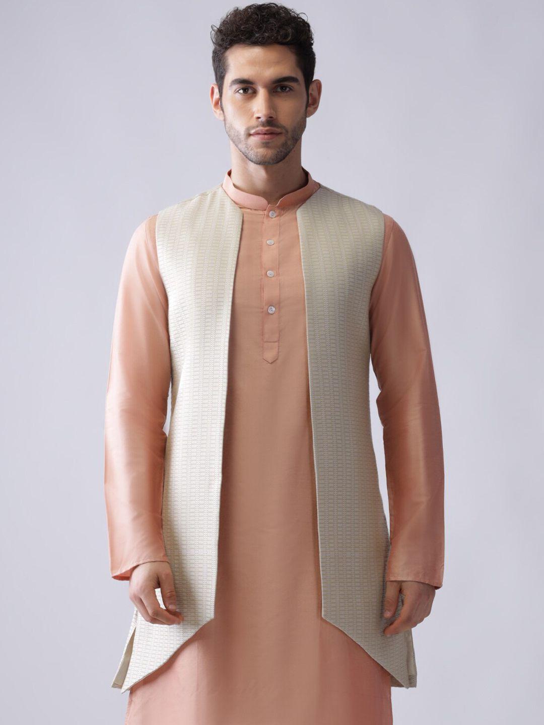 kisah self-designed woven open-front nehru jacket
