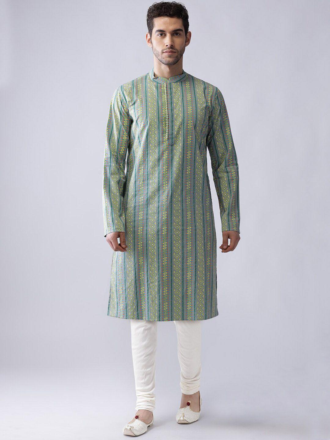 kisah striped mandarin collar straight kurta