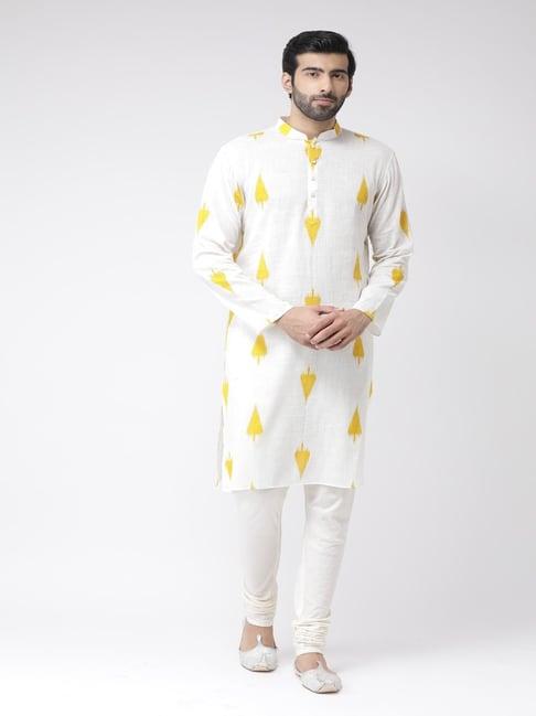 kisah white regular fit printed kurta bottom set