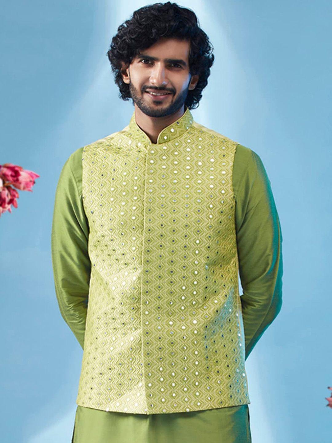 kisah woven design art silk nehru jacket