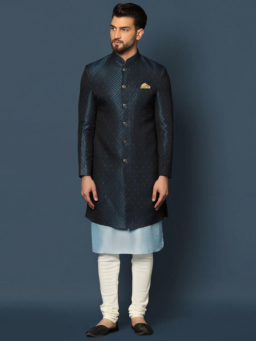 kisah woven design cotton sherwani set