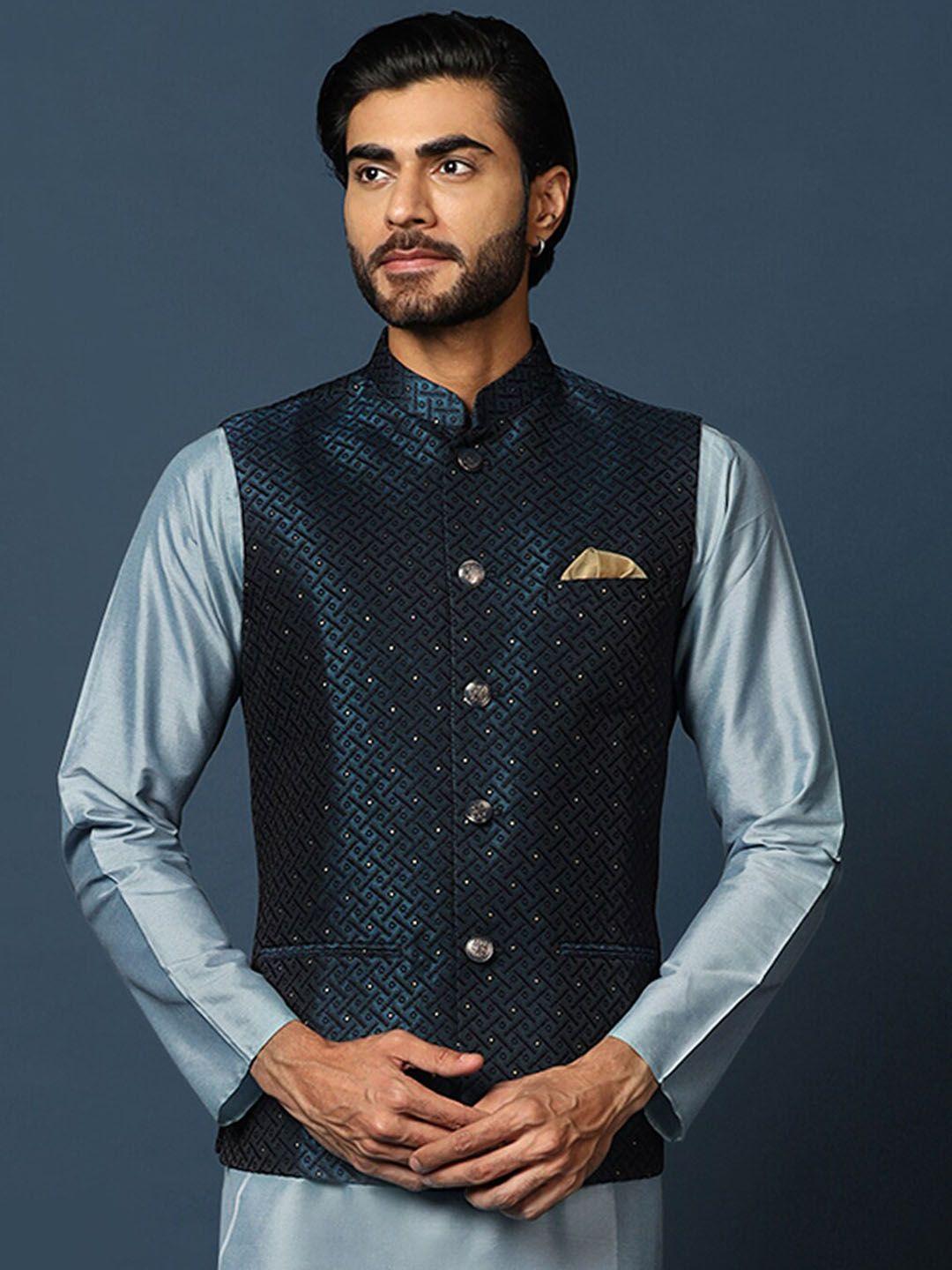 kisah woven design nehru jacket