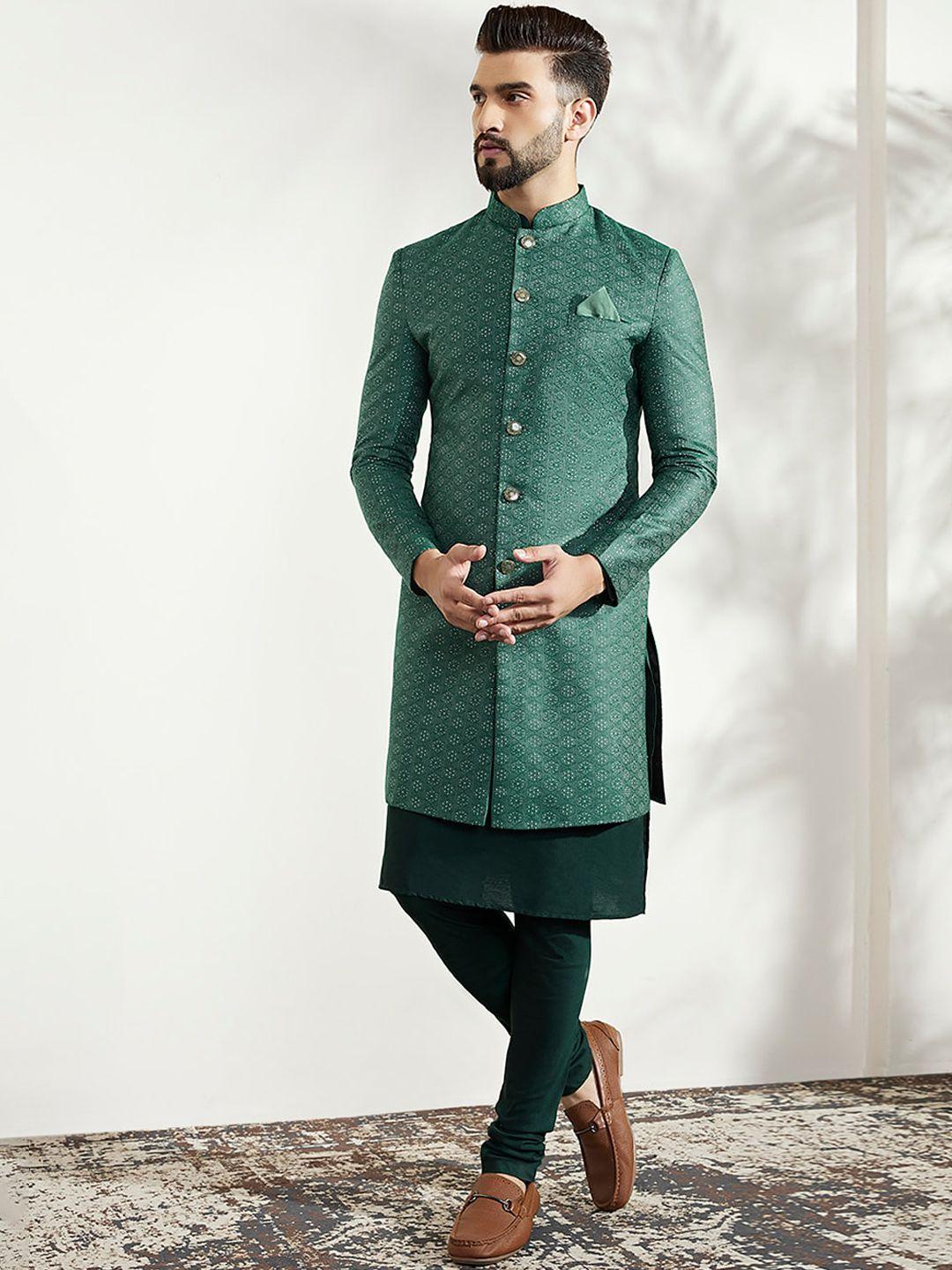 kisah woven-design sherwani set