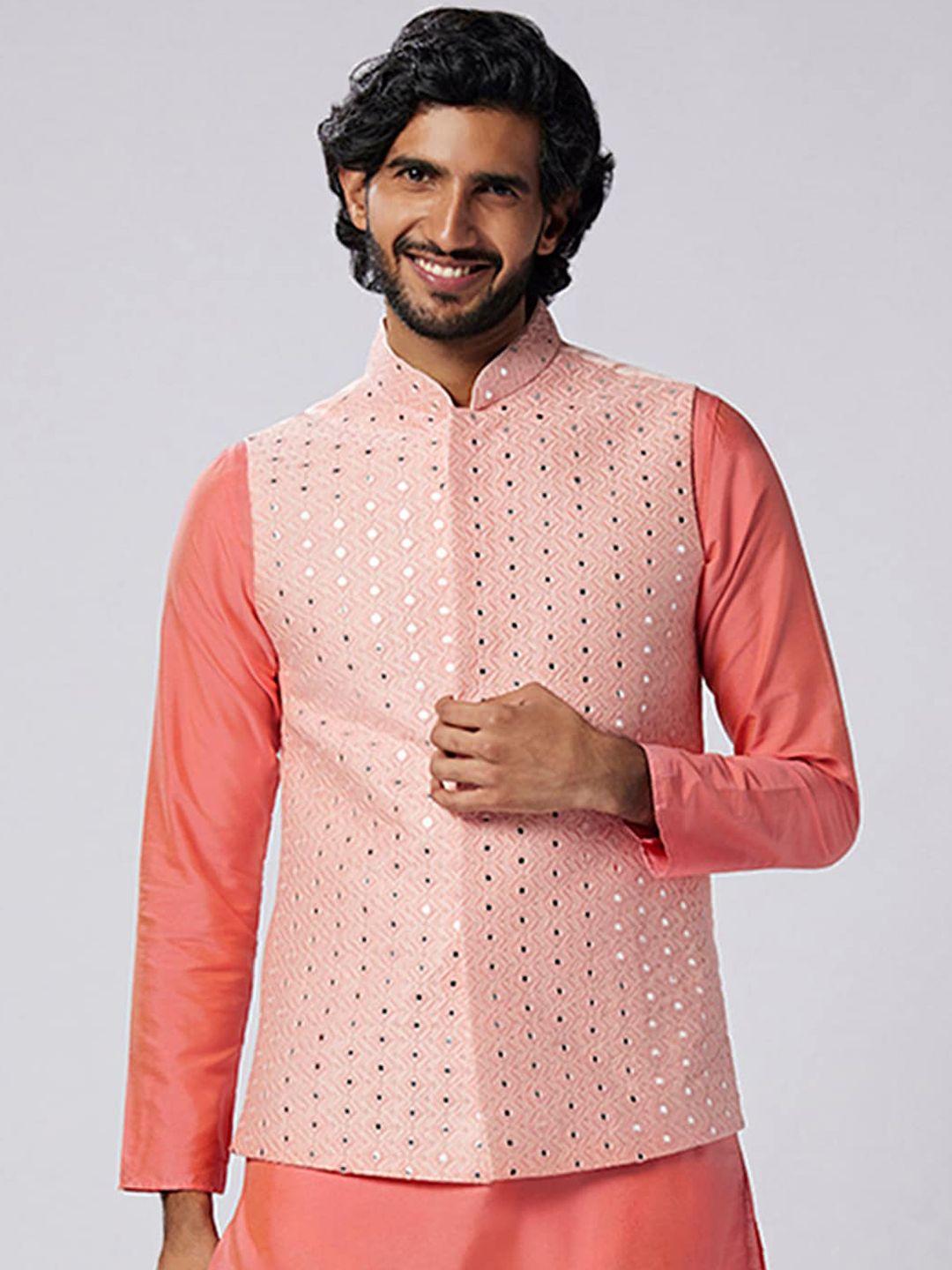 kisah woven embellished nehru jacket