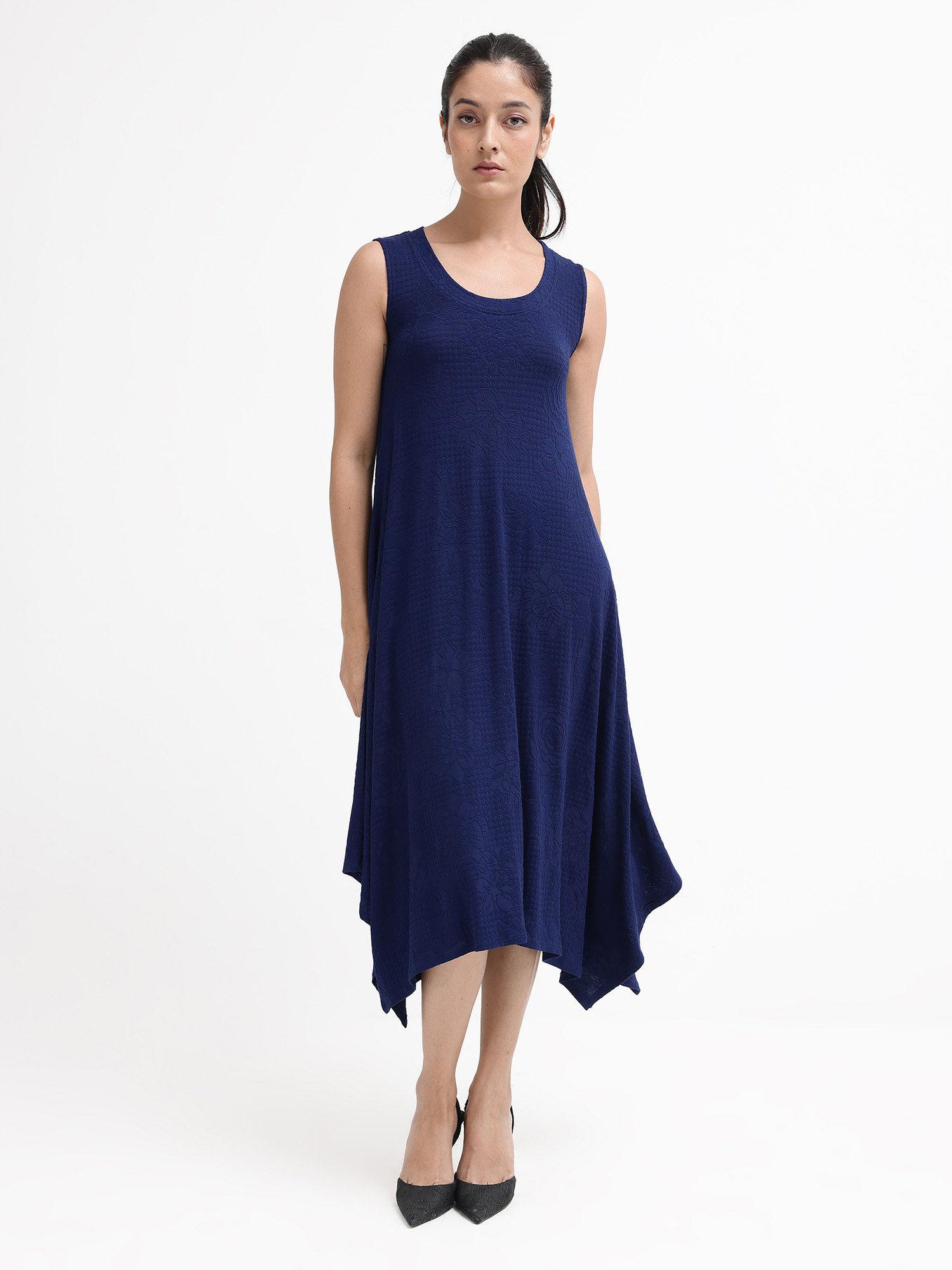 kisame dark blue flared fit dress