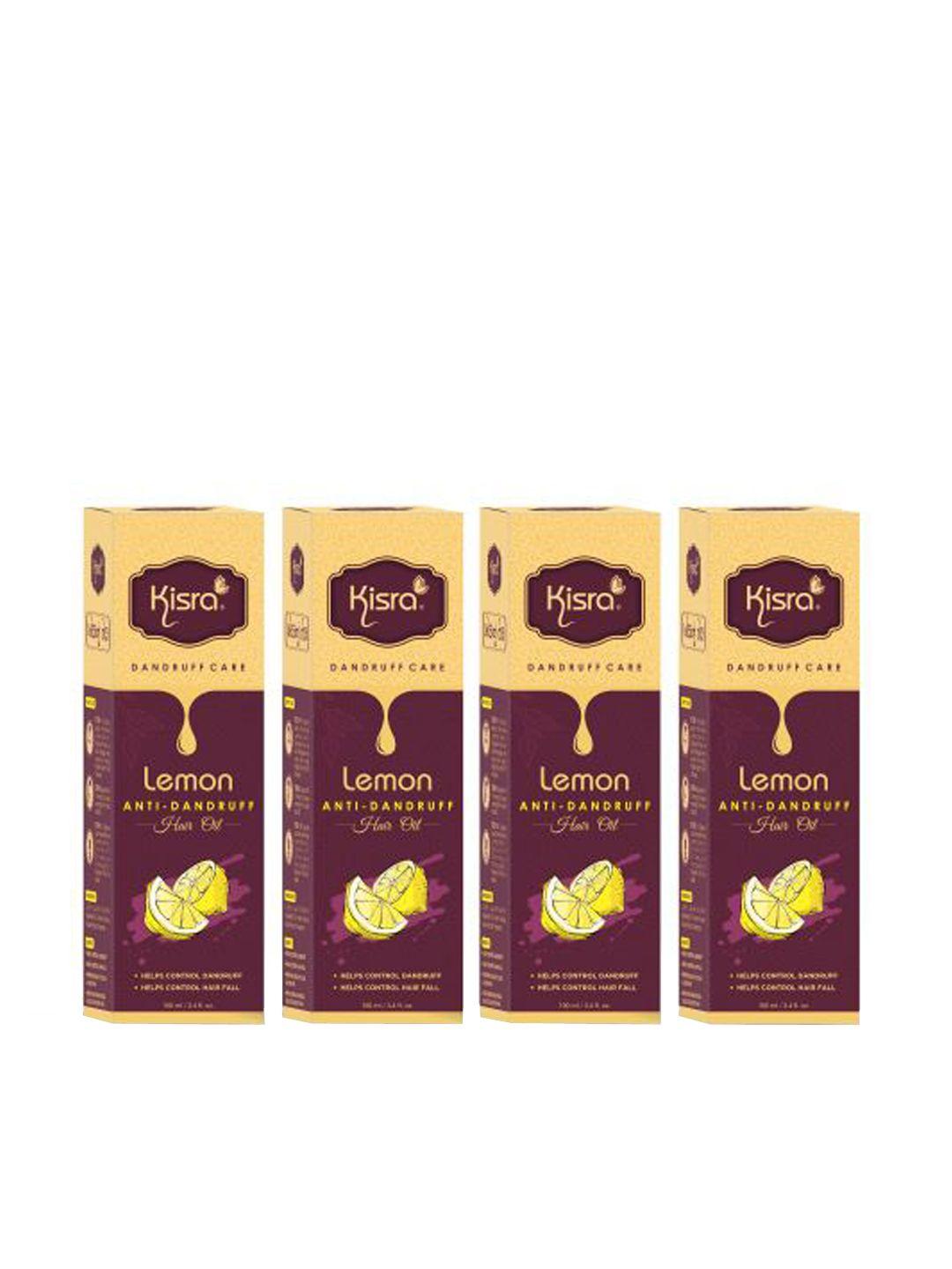 kisra set of 4 lemon anti-dandruff hair oil with neem - 100ml each