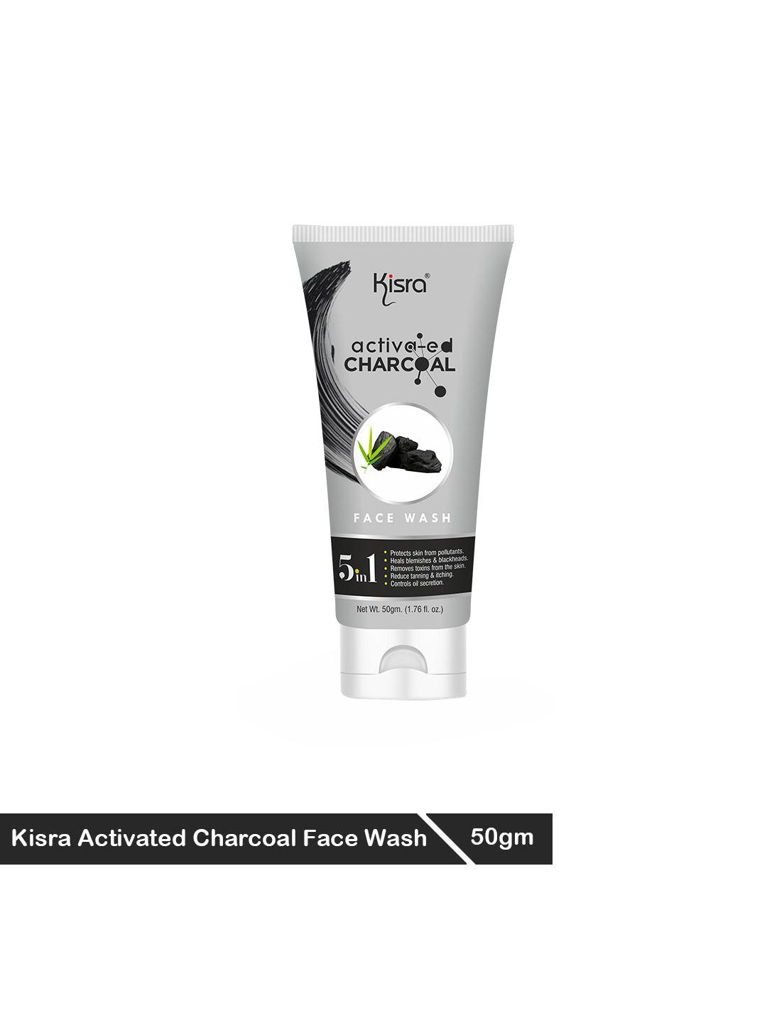 kisra set of 4 activated charcoal anti-pollution deep pore cleaning face wash - 50gm each