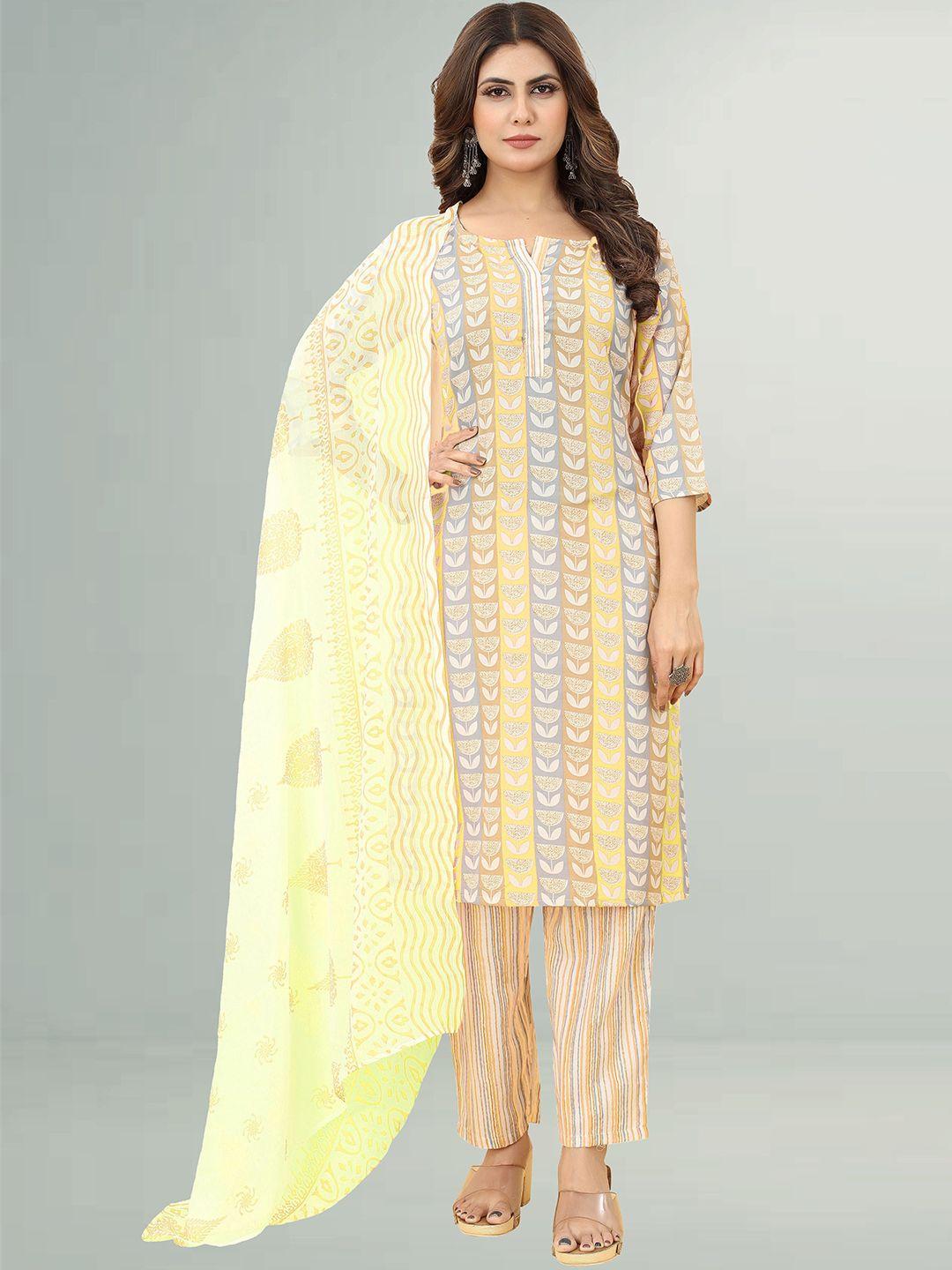 kiwie ethnic motifs printed  kurta & trousers with dupatta