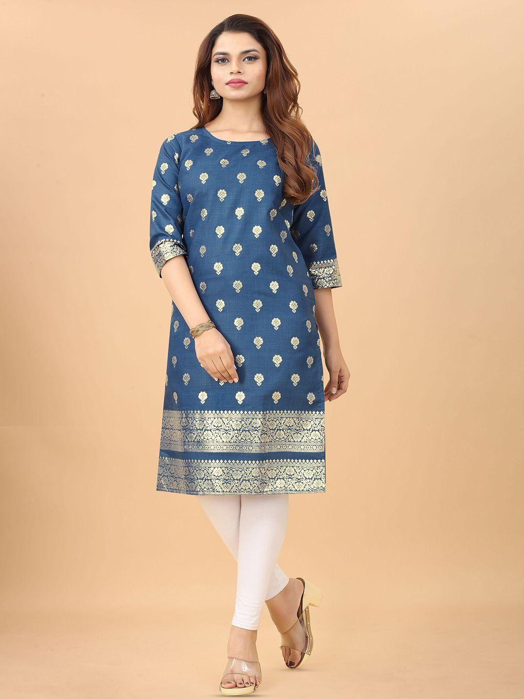 kiwie women blue ethnic motifs printed kurta