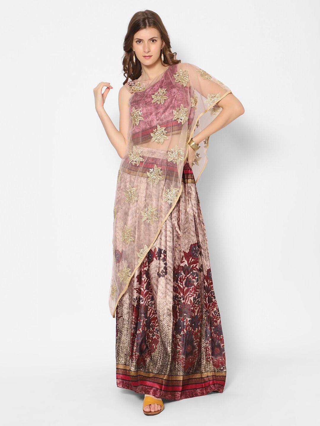 kiya purple & gold-toned embellished ready to wear lehenga &
