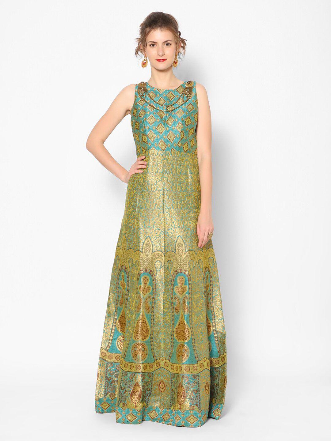 kiya ethnic motifs jacquard ethnic maxi dress