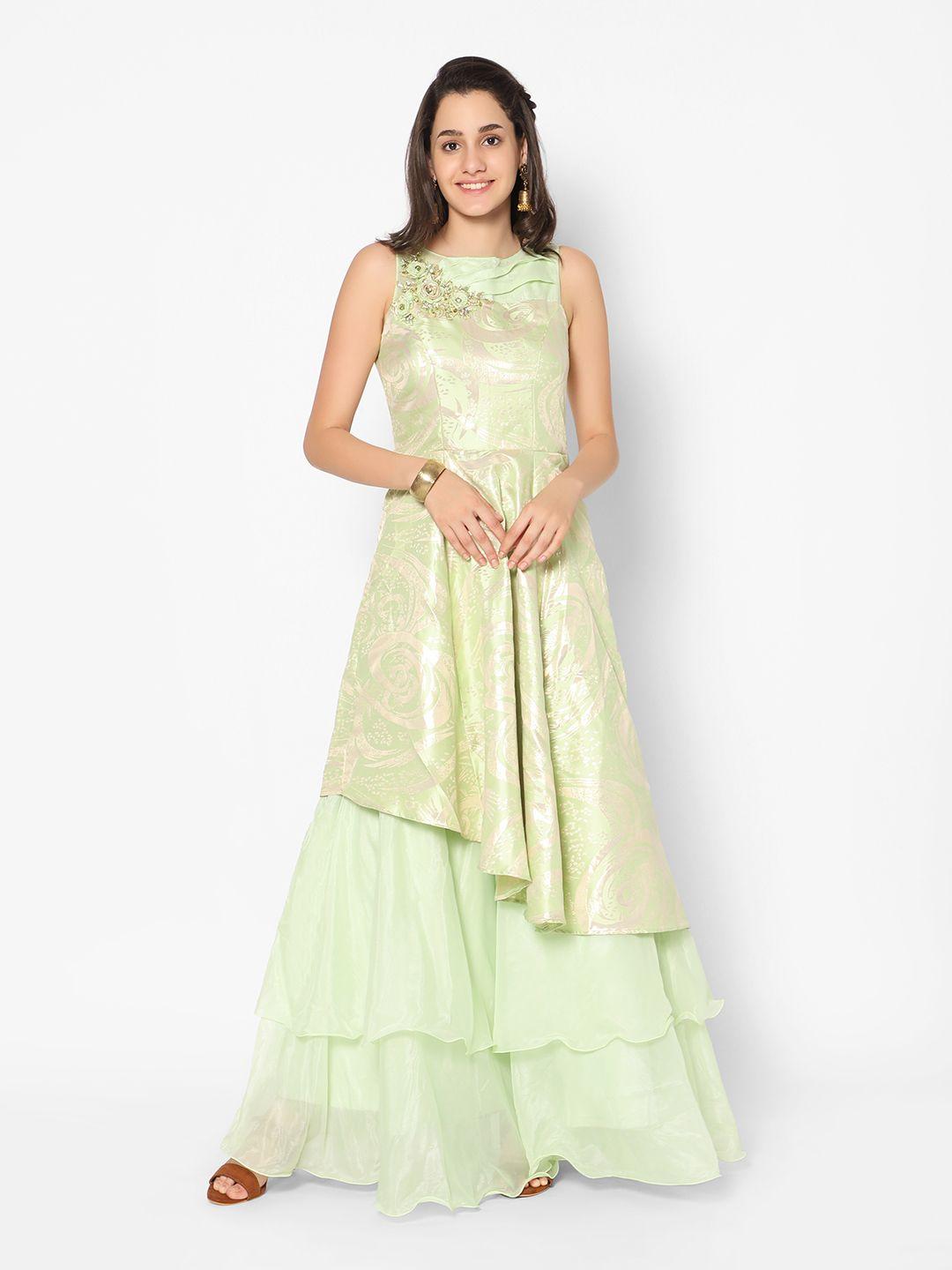 kiya woman green graceful printed gown