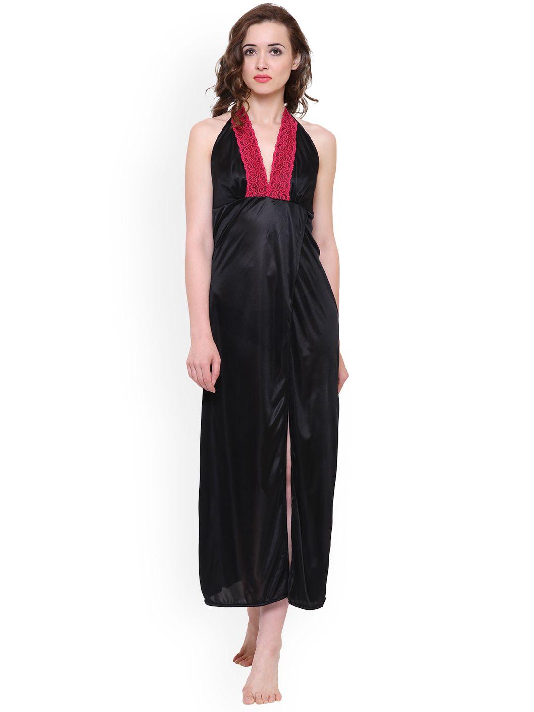 klamotten black & red solid nightdress 277k