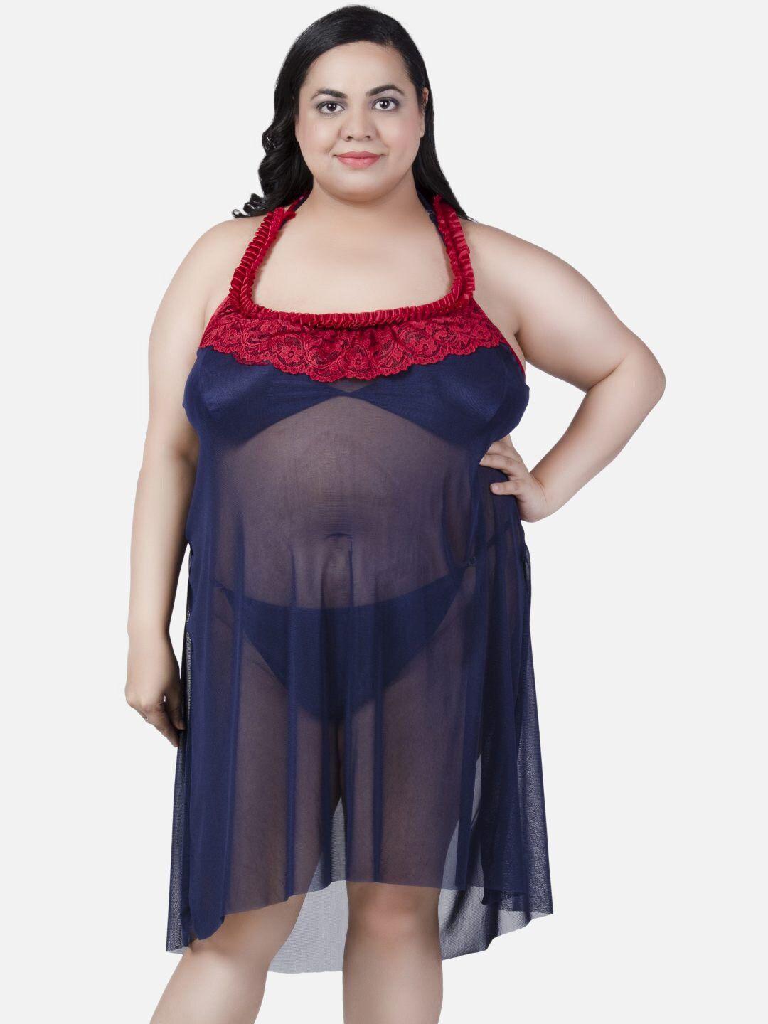 klamotten maroon & blue halter neck baby doll