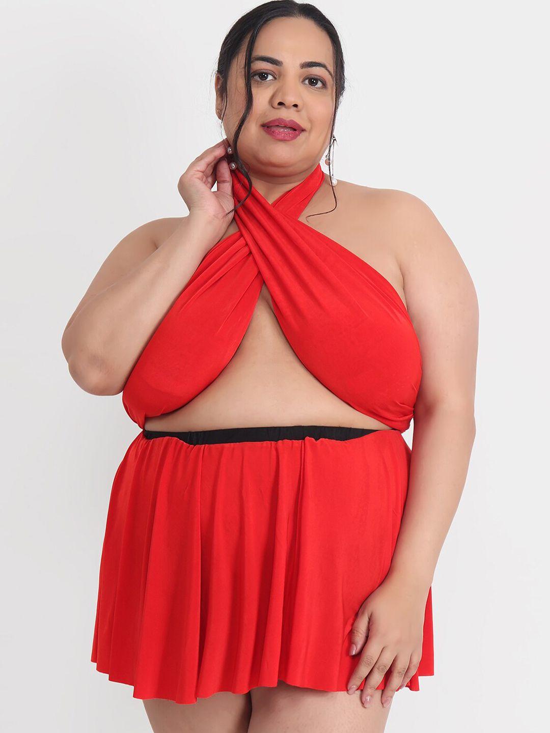 klamotten plus size halter neck baby doll