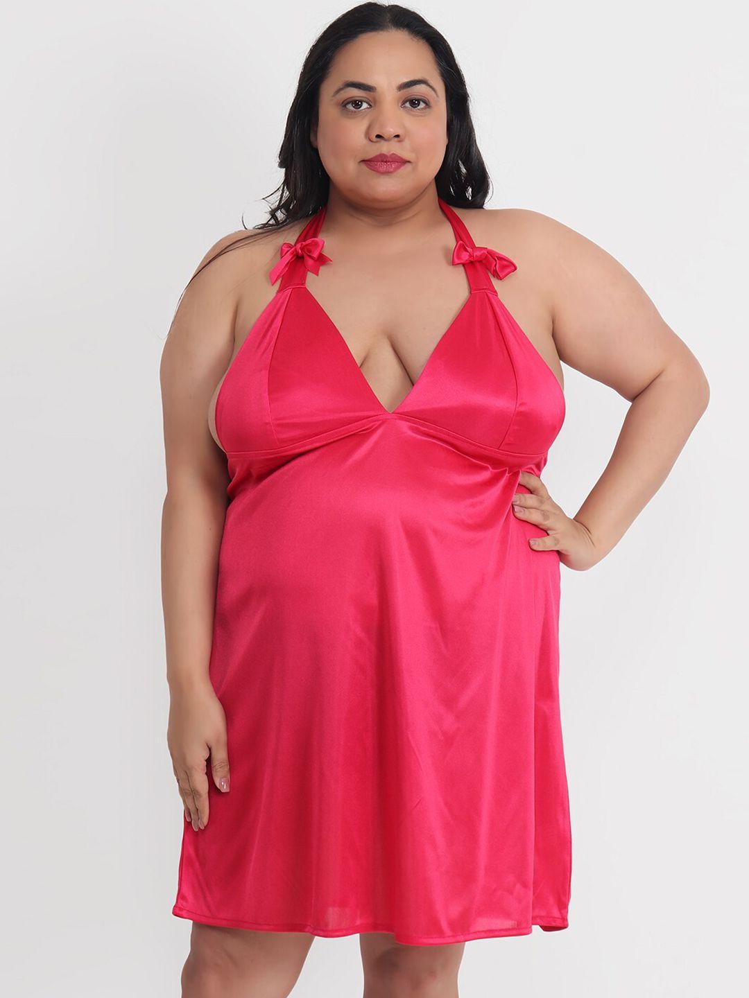 klamotten plus size satin halter neck baby doll