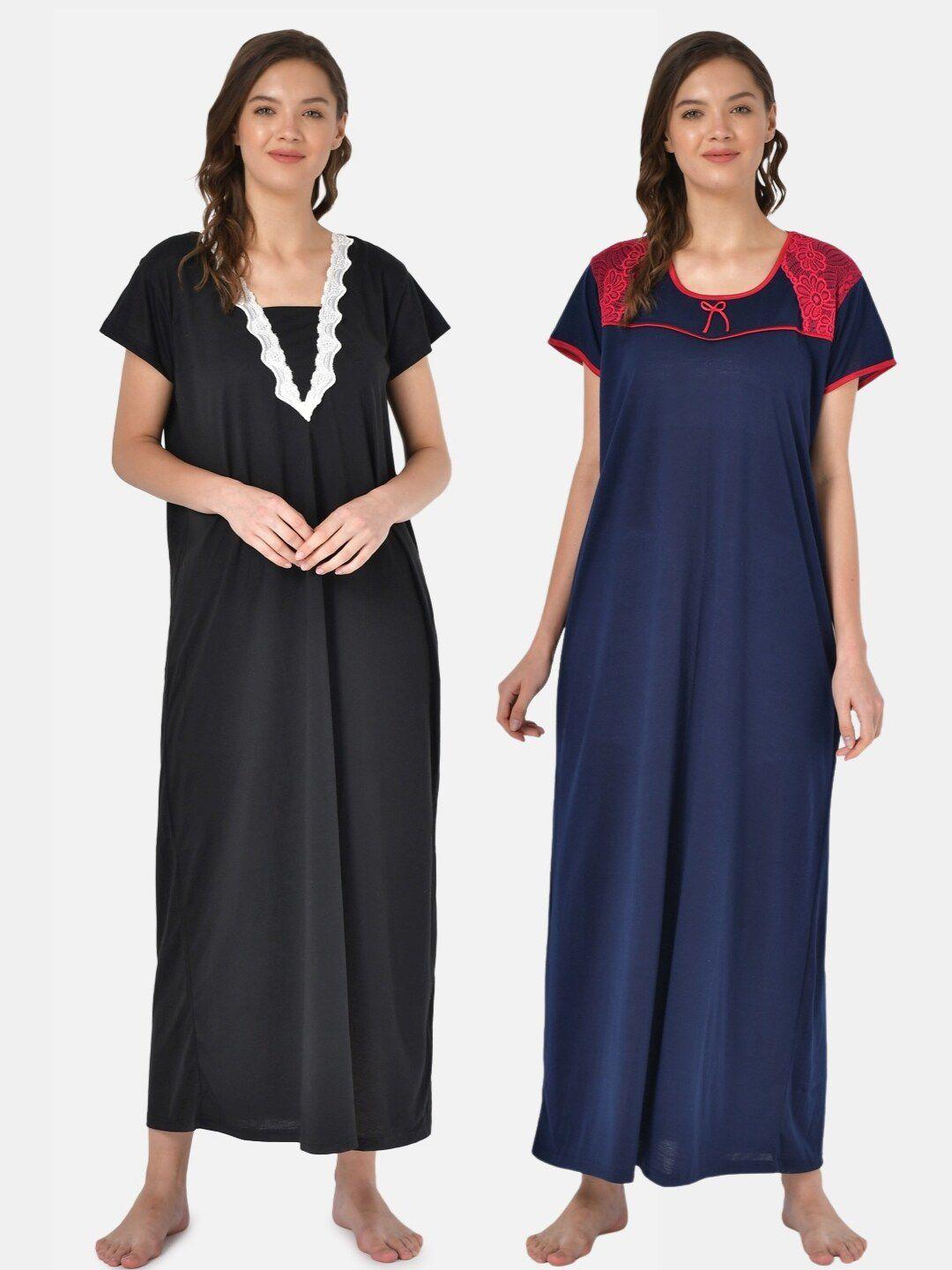 klamotten woman pack of 2 navy blue maxi nightdress