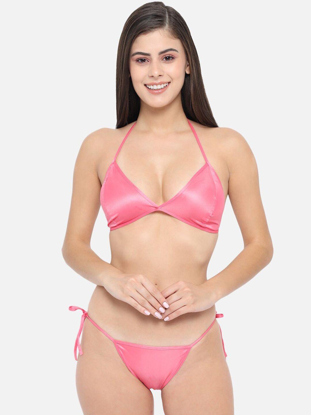 klamotten women pink solid lingerie set 11r