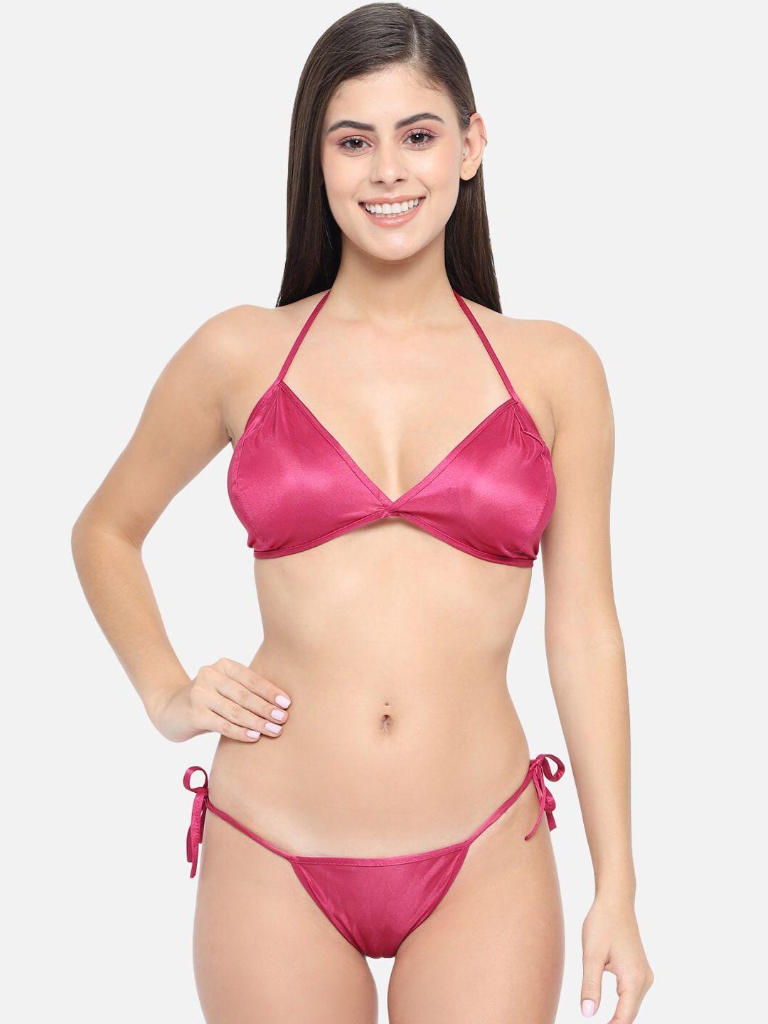 klamotten women pink solid lingerie set 11w