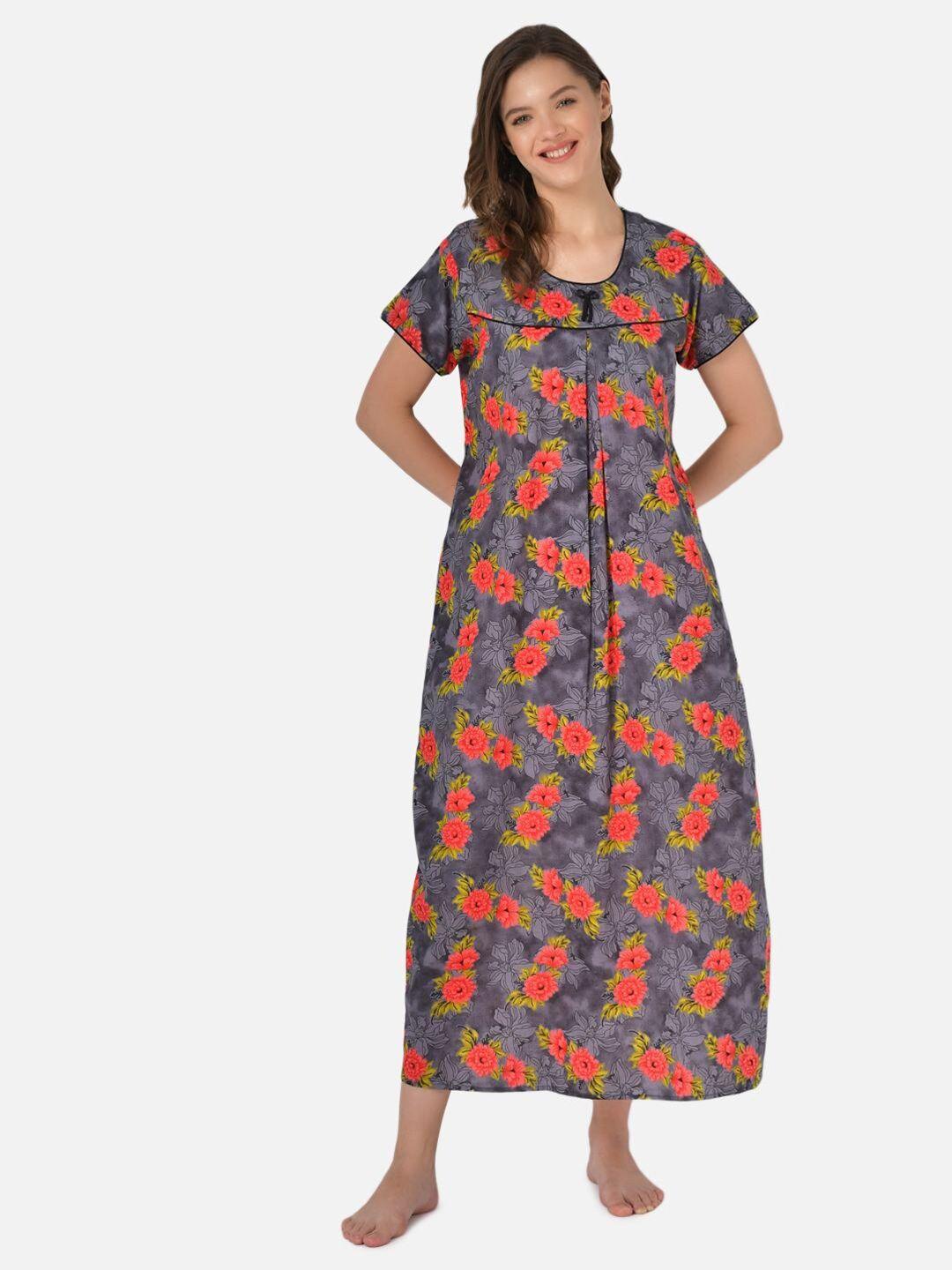 klamotten women printed pure cotton maxi nightdress