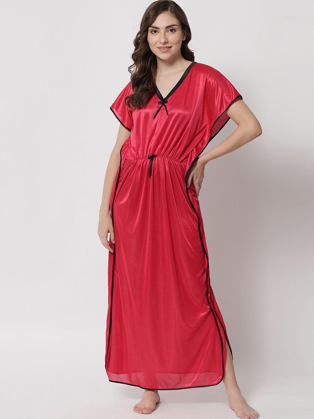 klamotten women red maxi kaftan nightdress l9c-red